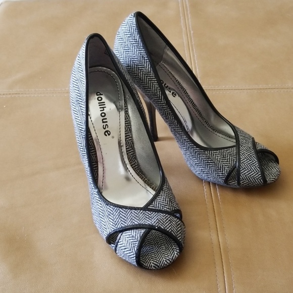 Dollhouse Shoes - Herringbone peep toe heel Dollhouse Shoes - Herringbone peep toe heel